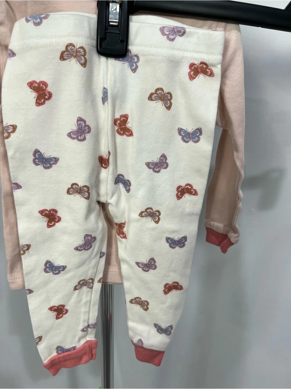 chick pea Pink Butterfly Pajama Set with Printed Pants